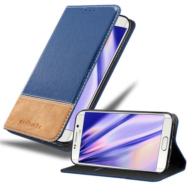 Cadorabo Custodia Per Samsung Galaxy S6 Edge Custodia Protettiva In Blu Shandy Custodia Book Case Custodia In Similcuoio-image