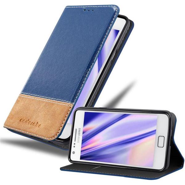 Cadorabo Cover Per Samsung Galaxy S2 / S2 Plus Cover Protettiva In Blu Shandy Case Custodia A Libro Custodia In Pelle Finta-image