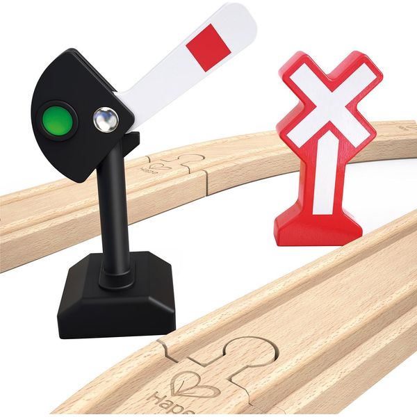 Set Ferroviario In Legno Hape - Accessori Ferroviari Meccanici 14 Pezzi-image
