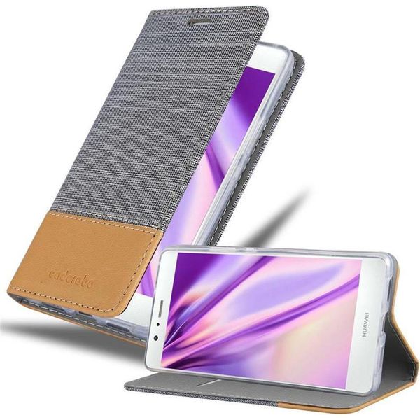 Cadorabo Custodia Per Huawei P9 Lite 2016 / G9 Lite Custodia Protettiva In Grigio Custodia Per Telefono Cellulare Custodia A Libro Cover-image