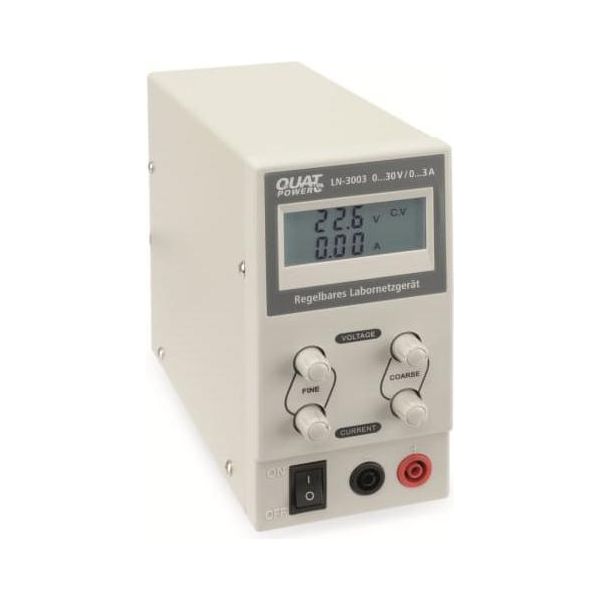 Quatpower Alimentatore Da Laboratorio Regolabile LN-3003 | Tensione Di Uscita 0 - 3 V | Limitazione Di Corrente 0 - 3 A | Tecnologia Di Alimentazione A Commutazione | Per Officina, Scuola, Hobby | Temperatura Di Esercizio 0 - 40°C | Compatto-image
