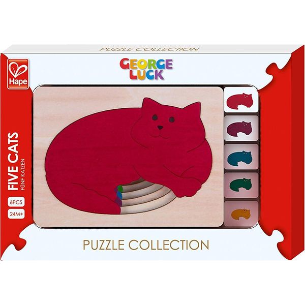 Hape Katzen Puzzle - Puzzle Di Animali In Legno 5 Pezzi Sostenibile-image