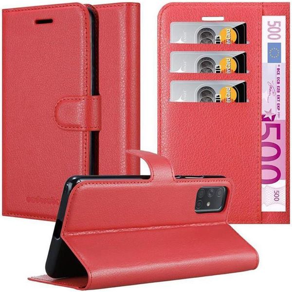 Cadorabo Custodia Per Samsung Galaxy A71 5G Custodia Protettiva In Rosso Custodia Per Cellulare Cover Chiusura Magnetica-image