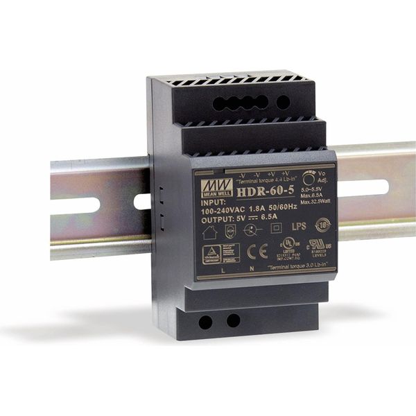 Alimentatore Switching Per Guida Din Mean Well HDR-60-12, 12 V-/4,5 A-image