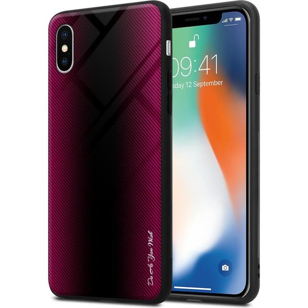 Custodia Cadorabo Per Apple Iphone X / Xs Custodia Protettiva In Rosa Custodia Del Telefono Cellulare Custodia Tpu Cover Vetro Temperato Custodia-image