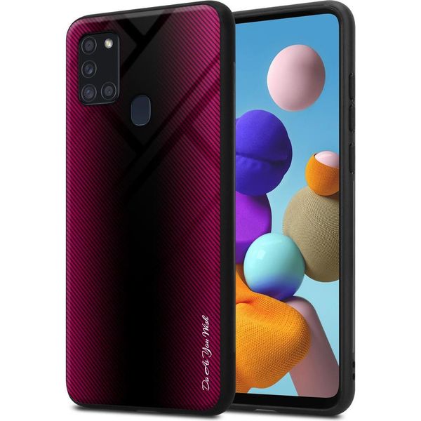Cadorabo Custodia Per Samsung Galaxy A21S Custodia Protettiva In Rosa Custodia Del Telefono Cellulare Tpu Custodia Cover Vetro Temperato Custodia-image