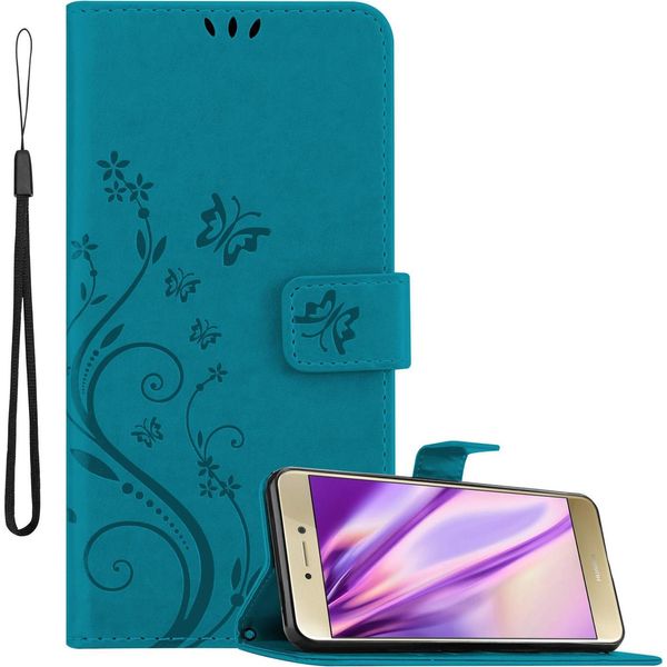 Cadorabo Cover Per Huawei P8 Lite 2017 / P9 Lite 2017 Cover Protettiva In Blu Cover Protettiva Custodia Cellulare Fiori-image
