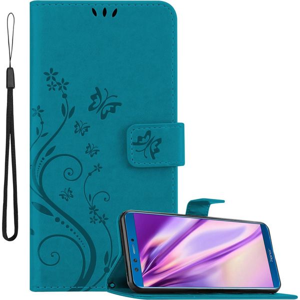 Cadorabo Cover Per Honor 9 Lite Cover Protettiva In Blu Cover Protettiva Per Cellulare Custodia Fiori Custodia Fiori-image