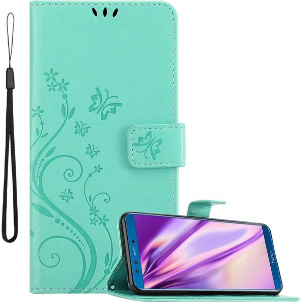 Cadorabo Cover Per Honor 9 Lite Cover Protettiva In Turchese Cover Protettiva Cover Per Telefono Cellulare Cover Fiori Custodia Fiore-image