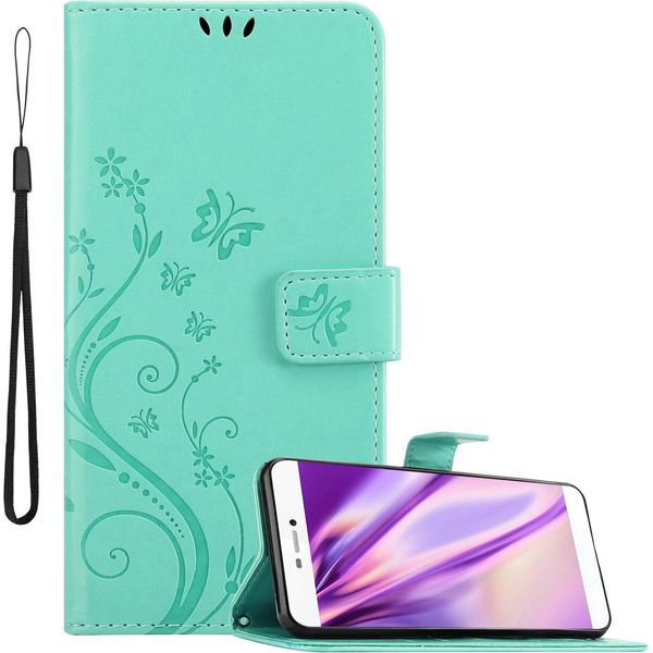 Cadorabo Cover Per Huawei P8 Cover Protettiva In Turchese Cover Protettiva Cover Per Telefono Cellulare Cover Fiori Custodia Fiore-image