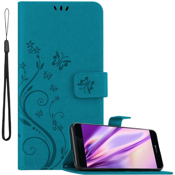 Cadorabo Cover Per Huawei P9 Plus Cover Protettiva In Blu Cover Protettiva Cover Per Telefono Cellulare Custodia Fiori Custodia Fiori-image