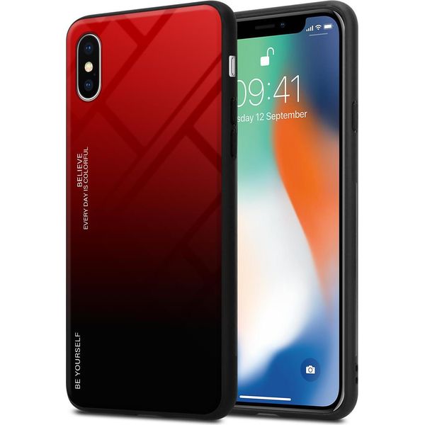 Cadorabo Custodia Per Apple Iphone X / Xs Custodia Protettiva In Nero Custodia Del Telefono Cellulare Custodia Tpu Cover Vetro Temperato Custodia-image