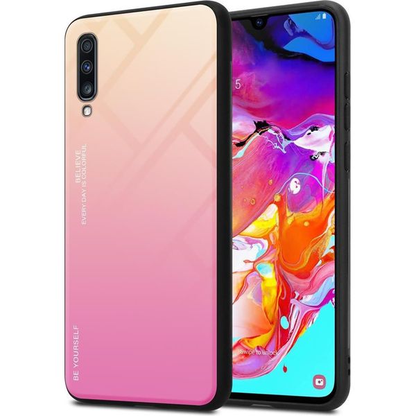 Cadorabo Custodia Per Samsung Galaxy A70 / A70S Cover Protettiva In Nero Custodia Per Cellulare Tpu Custodia Cover Vetro Temperato-image