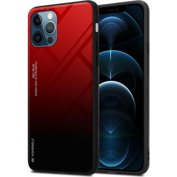 Cadorabo Custodia Per Apple Iphone 12 / 12 Pro Custodia Protettiva In Nero Custodia Del Telefono Cellulare Custodia Tpu Cover Vetro Temperato Custodia-image
