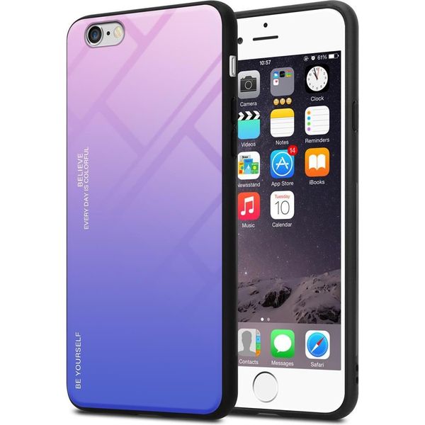 Cadorabo Custodia Per Apple Iphone 6 / 6S Custodia Protettiva In Nero Custodia Del Telefono Cellulare Custodia Tpu Cover Vetro Temperato Custodia-image