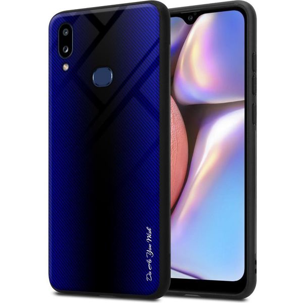 Cadorabo Custodia Per Samsung Galaxy A10S / M01S Custodia Protettiva In Viola Custodia Del Telefono Cellulare Tpu Custodia Copertura In Vetro Temperato Caso-image
