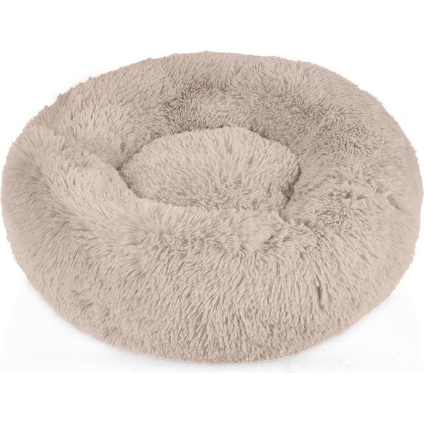 Intirilife Morbido Letto Per Animali Domestici In Peluche In Beige Diametro 60 Cm - Morbido Cuscino Rotondo Antiscivolo Per Cani Letto Per Gatti Comodo Divano Per Cani Divano Per Gatti Per Cani E Gatti-image