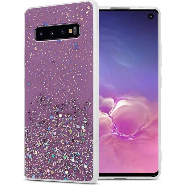 Cadorabo Custodia Per Samsung Galaxy S10 4G Custodia Protettiva In Viola Custodia Del Telefono Cellulare Tpu Custodia Glitter Cover Custodia Glitter-image