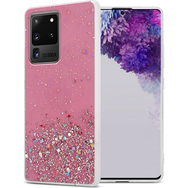 Cadorabo Custodia Per Samsung Galaxy S20 Ultra Custodia Protettiva In Rosa Custodia Per Telefono Cellulare Custodia Tpu Custodia Glitter Cover Custodia Glitter-image