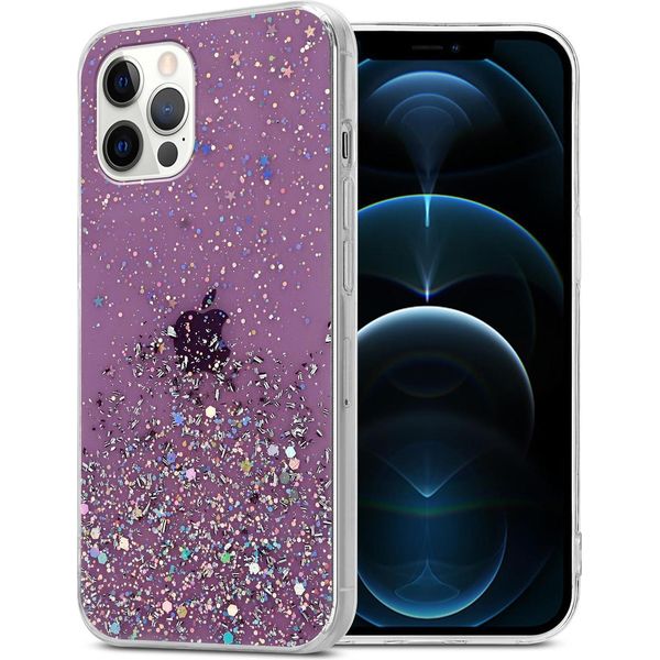 Cadorabo Custodia Per Apple Iphone 12 / 12 Pro Custodia Protettiva In Viola Custodia Del Telefono Cellulare Custodia Tpu Custodia Glitter Cover Custodia Glitter-image