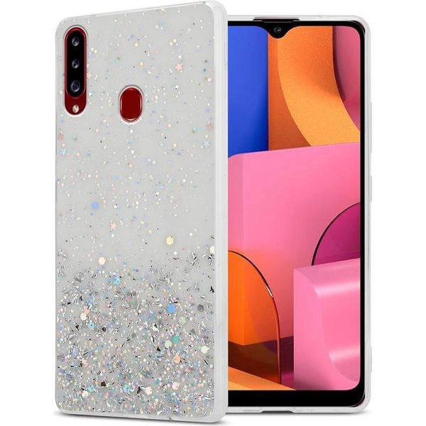 Custodia Cadorabo Per Samsung Galaxy A20S Cover Protettiva In Tpu Trasparente Custodia Per Telefono Cellulare Custodia Glitter Cover Glitter-image