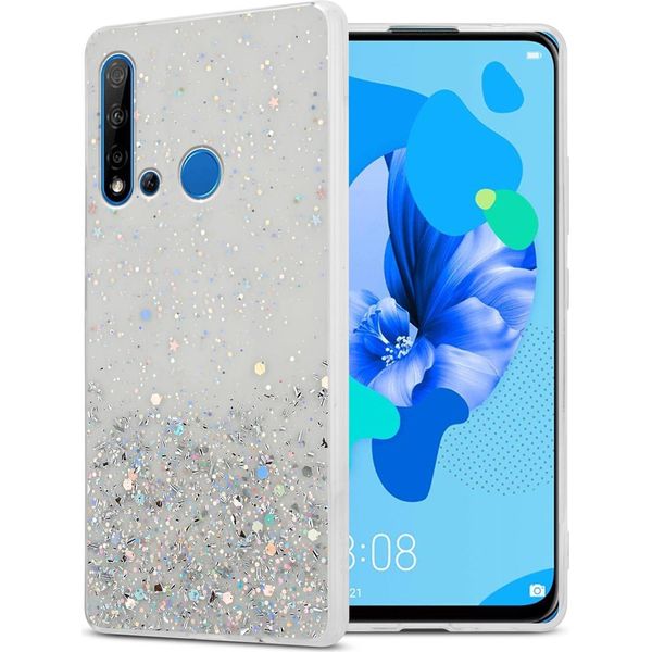 Cadorabo Cover Per Huawei Nova 5I / P20 Lite 2019 Cover Protettiva In Custodia Trasparente Per Telefono Cellulare Tpu Case Glitter Cover Case-image