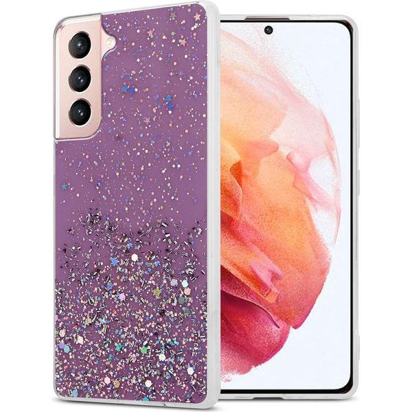 Cadorabo Custodia Per Samsung Galaxy S21 5G Custodia Protettiva In Viola Custodia Del Telefono Cellulare Tpu Custodia Glitter Cover Custodia Glitter-image