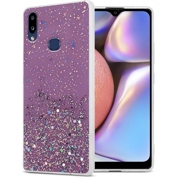 Cadorabo Custodia Per Samsung Galaxy A10S / M01S Custodia Protettiva In Viola Custodia Del Telefono Cellulare Tpu Caso Glitter Copertura Caso Glitter-image