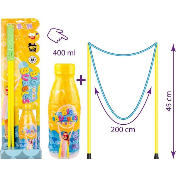 Tuban - Bacchetta Gigante Per Bolle Di Sapone - 50 Cm - 400 Ml Di Liquido Per Bolle Di Sapone + 1 Bacchetta Per Bolle Di Sapone - Set Per Bolle Di Sapone-image