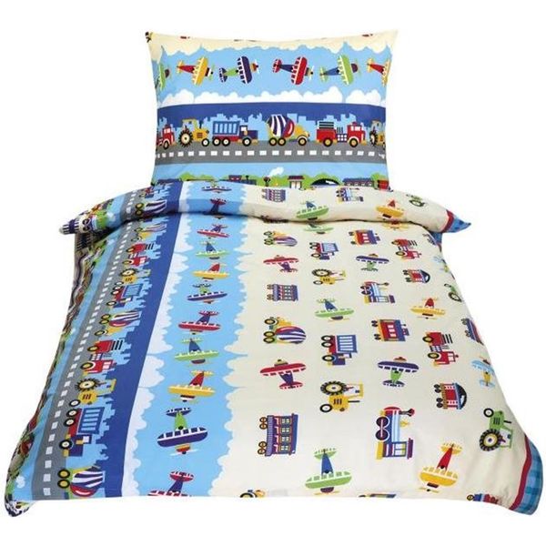 Bellatex Cotone Junior - 140 × 200, 70 × 90 Cm - Aerei E Automobili Blu-image
