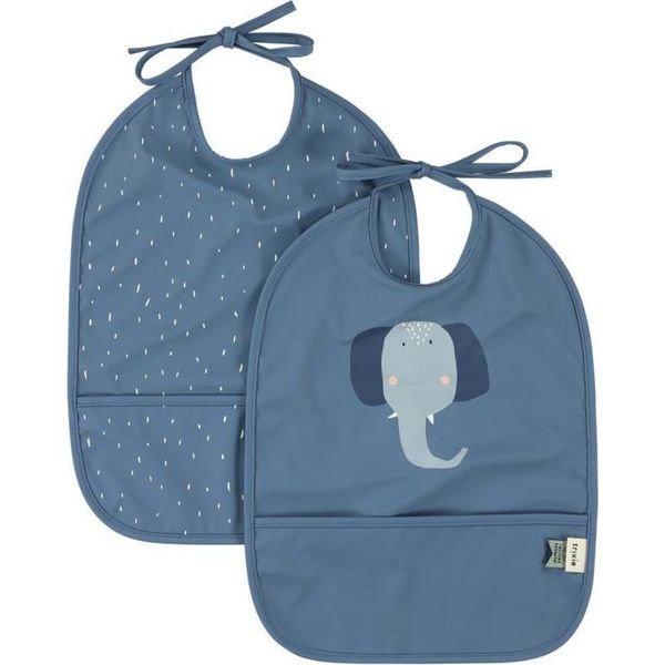 Bavaglino Trixie Baby 2-Pack Impermeabile Mrs Elephant - Lavabile E Blu-image