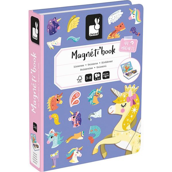 Janod Magnetibook - Libro Magnetico Unicorno Giocattolo Educativo Per Bambini-image