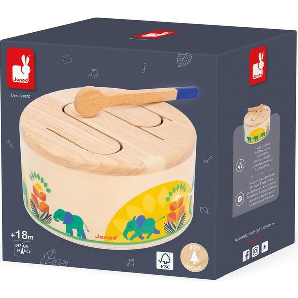 Janod Tamburo Di Legno Gioia - Strumento Musicale Per Bambini - Legno-image