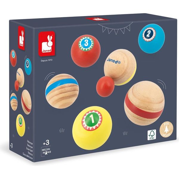 Janod Gioco Di Bocce In Legno Applepop - Gioco Colorato All'aperto Per Bambini-image