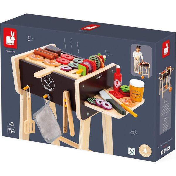 Janod Barbecue Giocattolo In Legno - Set Barbecue Con Accessori Per Bambini-image