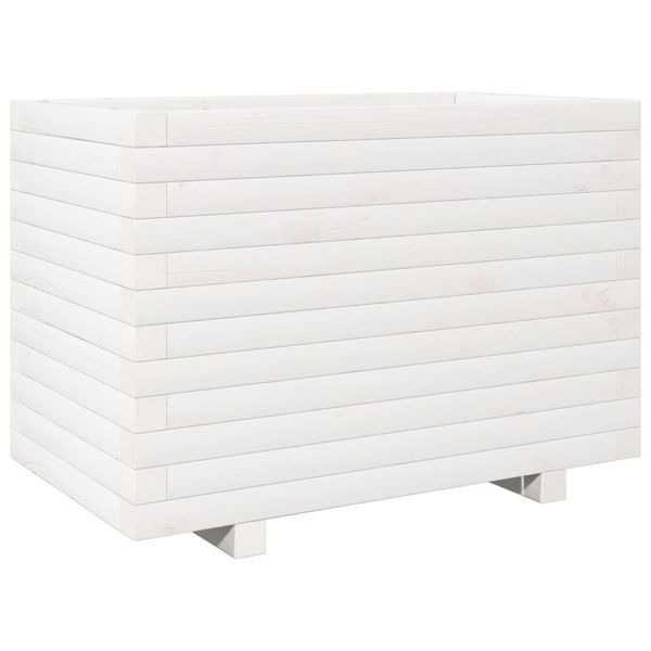 Vidaxl Fioriera Bianca 70X40X49,5 Cm In Legno Di Pino Massiccio-image