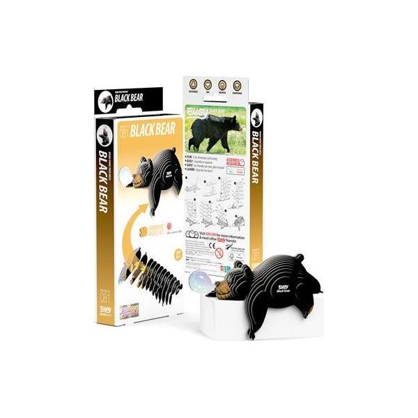 Puzzle 3D Eugy - Orso Nero - Giocattolo Di Cartone Sostenibile-image