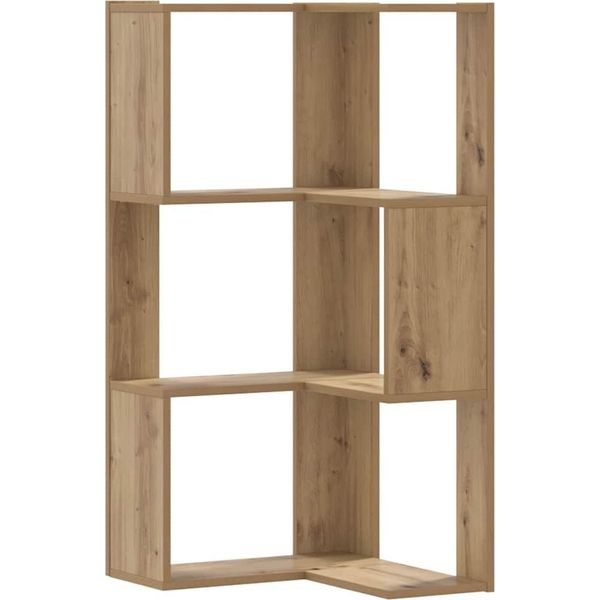 Vidaxl Libreria Ad Angolo 3 Ripiani Rovere Artigianale 50X50X102Cm Materiale A Base Di Legno-image