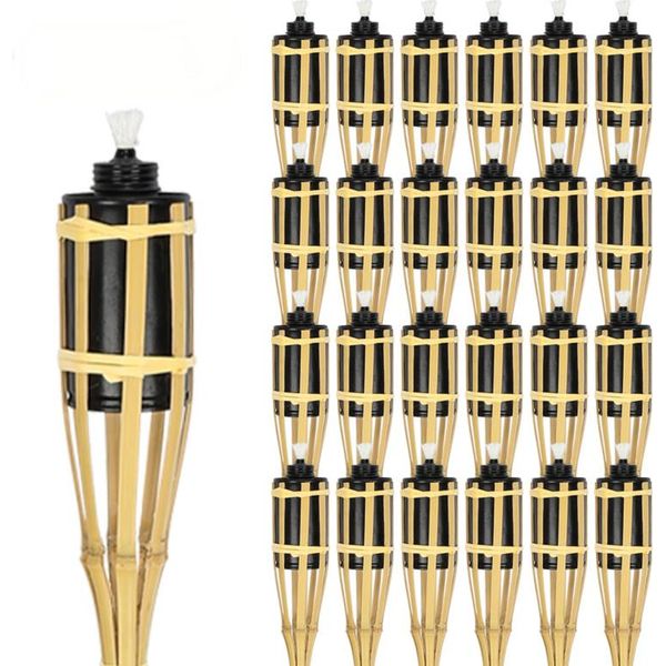 Jayseuw 36X Torce Da Giardino Set Lampade Torcia Olio Stoppino 90Cm Torce Olio Di Bambù Per Lampada All'aperto Olio Per Torcia Fiamme Fuoco Festa Decorazione-image