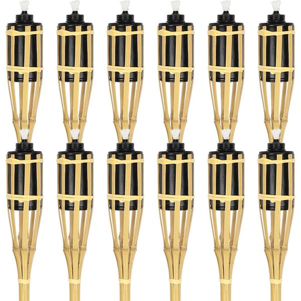 Jayseuw 48X Giardino Torce Set Lampade Di Bambù Torcia Olio Stoppino 90Cm Torce Ad Olio Per Torcia Fiamme Decorazione Del Partito-image