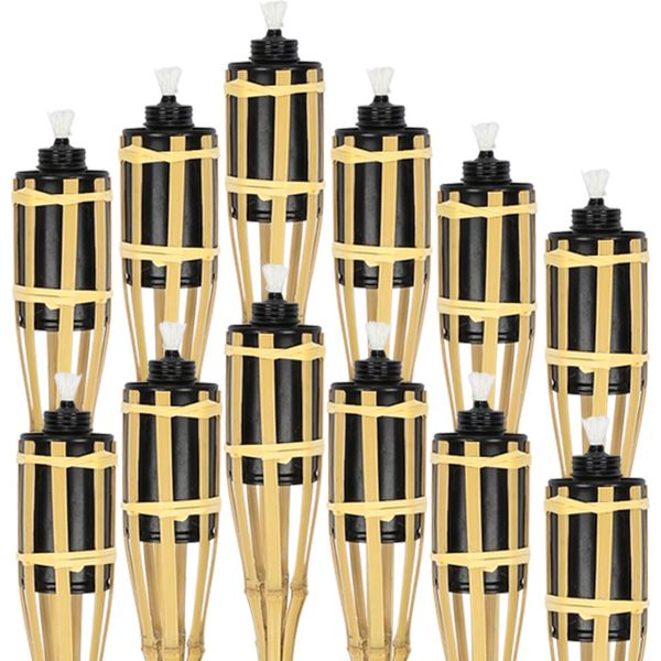 Clanmacy 36X Torce Da Giardino Set Lampade Di Bambù Torcia Olio Stoppino 90Cm Torce Ad Olio Per Torcia Fiamme Festa Decorazione-image