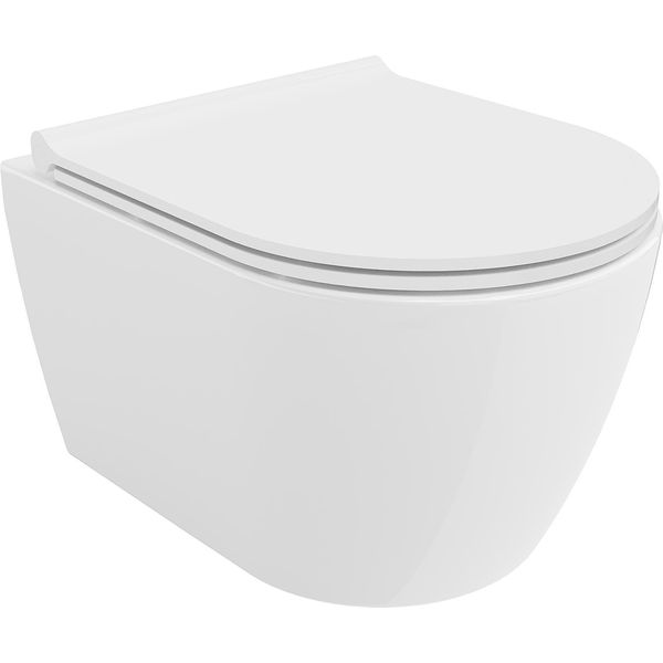 Mexen Carmen Wc Rimless Tornado Con Sedile Slim A Chiusura Rallentata, Duroplast, Bianco Lucido - 30880500T-image