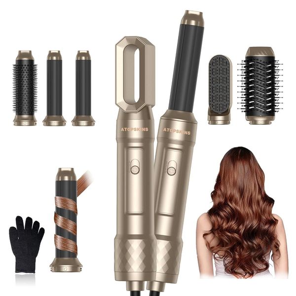 Asciugacapelli Hair Styler Set 6 In 1, Flusso D'aria Spazzola Rotonda Spazzola Asciugacapelli, Auto Arricciacapelli, Spazzola Di Raddrizzamento, Senza Danni Termici, Asciugatura, Raddrizzamento, Arricciatura-image