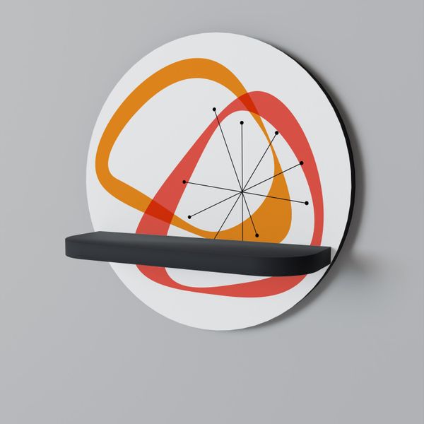 Spacerebels Mensola Da Parete In Legno - Mensola Decorativa Sospesa - Mensola Galleggiante Per Il Soggiorno - Mensola Per La Camera Dei Bambini - Mensola Rotonda Per Pareti - 34 X 34 Finitura Nera-image