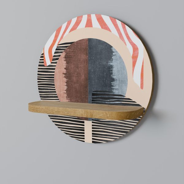 Spacerebels Mensola Da Parete In Legno - Mensola Decorativa Sospesa - Mensola Galleggiante Per Il Soggiorno - Mensola Per La Camera Dei Bambini - Mensola Rotonda Per Pareti - 34 X 34 Finitura Rovere Riva-image