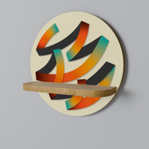Spacerebels Mensola Da Parete In Legno - Mensola Decorativa Sospesa - Mensola Galleggiante Per Il Soggiorno - Mensola Per La Camera Dei Bambini - Mensola Rotonda Per Pareti - 34 X 34 Finitura Rovere Riva-image