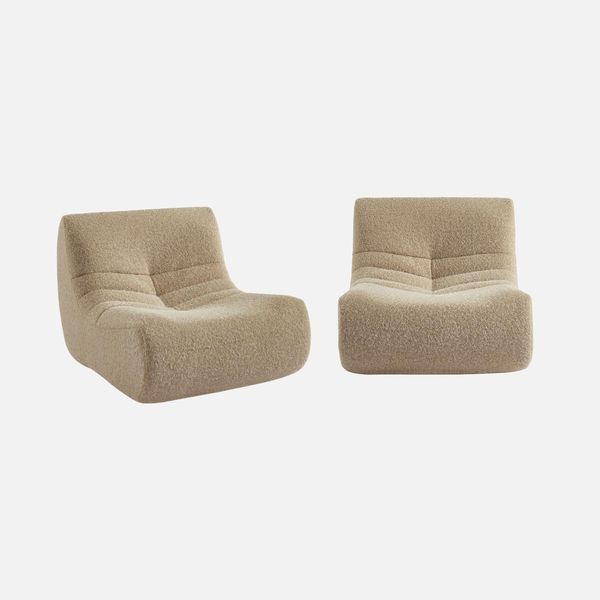 Sweeek - Set Di 2 Poltrone Con Rivestimento Effetto Alpaca - Beige-image