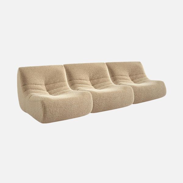 Sweeek - Set Di 3 Poltrone Con Rivestimento Effetto Alpaca - Beige-image