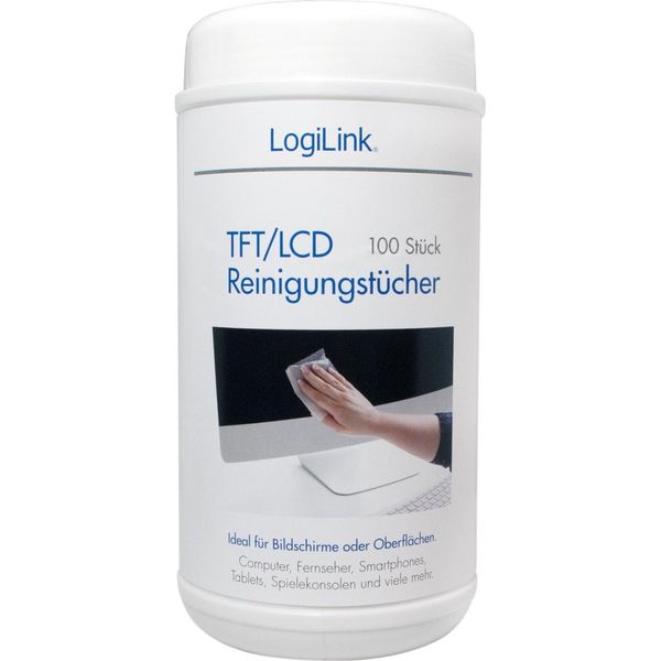 Logilink RP0003 Panni Per La Pulizia Di Tft/Lcd/Plasma Logilink, Confezione Da 100 Dispenser-image