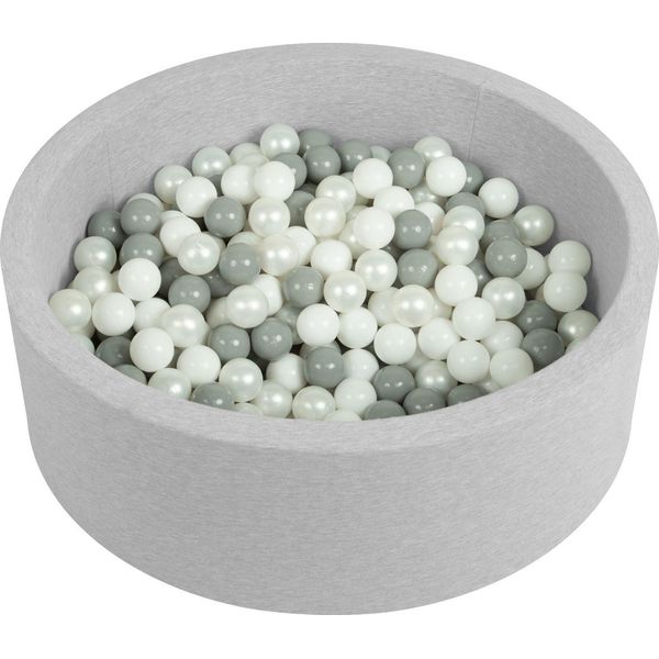 Selonis 90X30Cm/200 Palline ∅ 6Cm Piscina Secca Rotonda Con Palline Certificata Eu, Grigio Chiaro: Bianco/Grigio/Perla-image